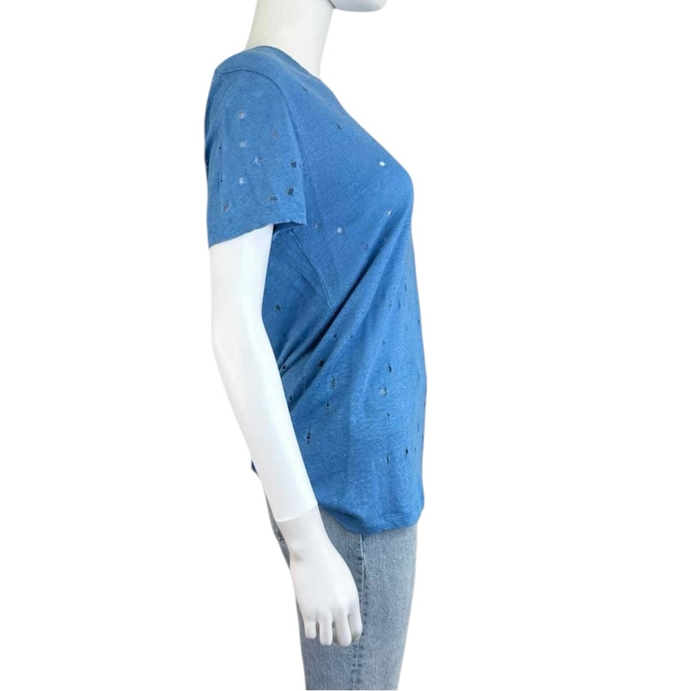 IRO Blue Distressed 100% Linen Top Size XS - Picture 4 of 8